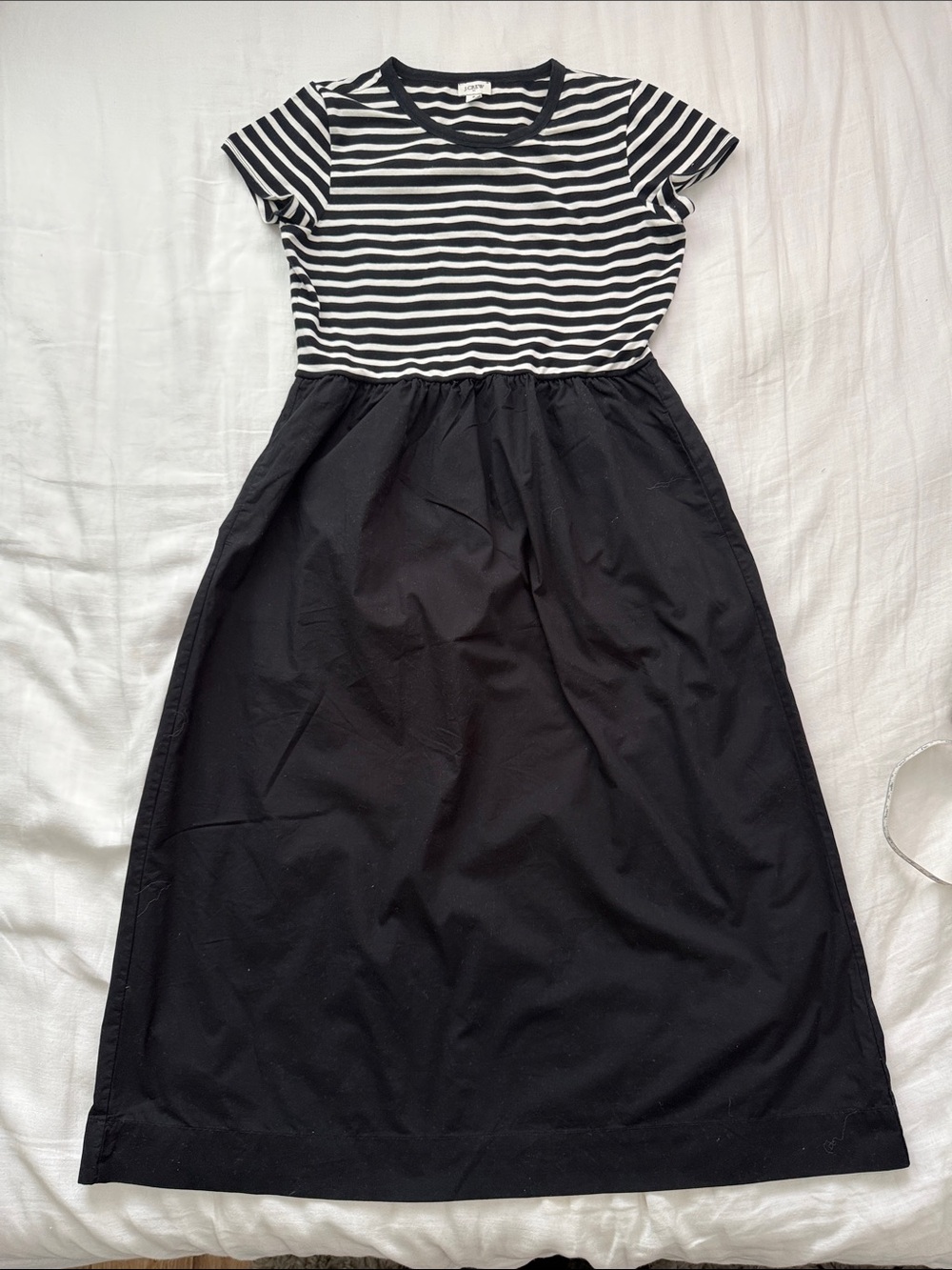 J. Crew Black & White Striped Maxi Dress